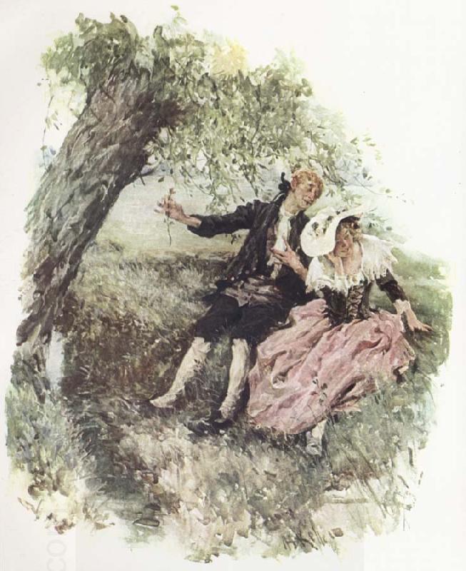 Arthur Ignatius Keller Ichabod Crane Romancing oil painting picture